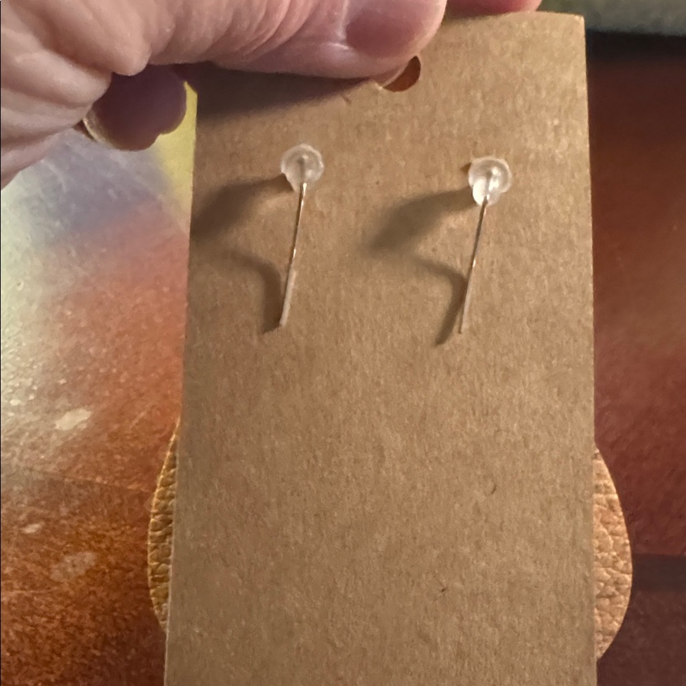 Faux Leather Brown Heart Earrings - Picture 3 of 4